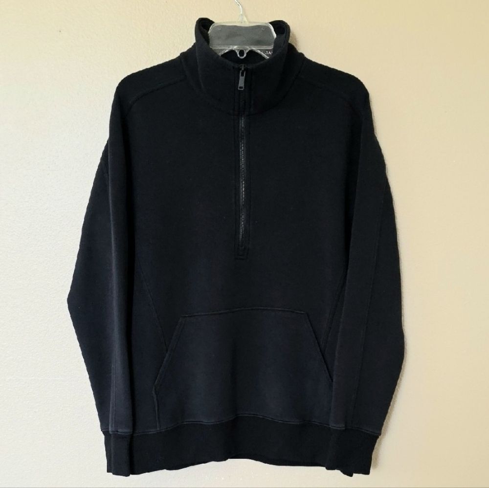 SPANX Womens Black Half Zip Funnel Neck Pullover Sweatshirt - Size Medium